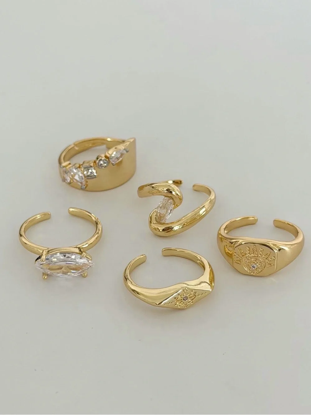 Marquise Cut Zircon Statement Ring Stainless Steel Adjustable Minimalist Ring